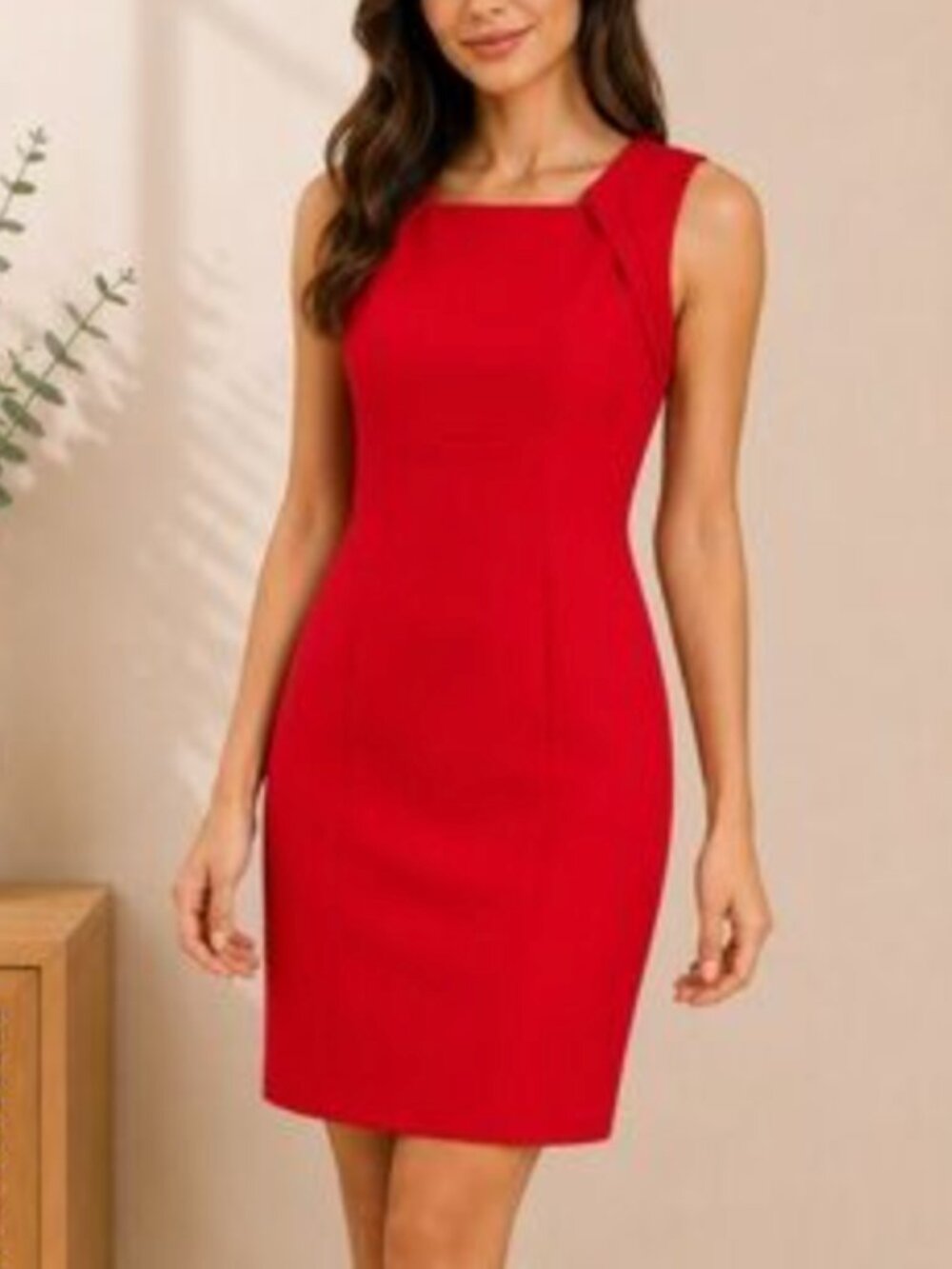 Tahari Stretchy Red Painted Lady Carolena Dress